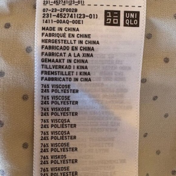 Uniqlo Long Sleeve Print Blouse Beige with Black Dots Size XS - Picture 5 of 6